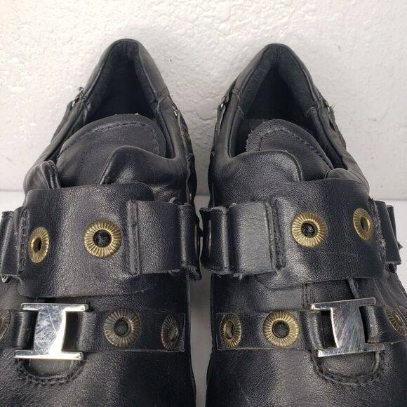 Gravity Defyer Mens Size 10 Slip On Grommet Black Leather Strap Driving Loafers main image 12